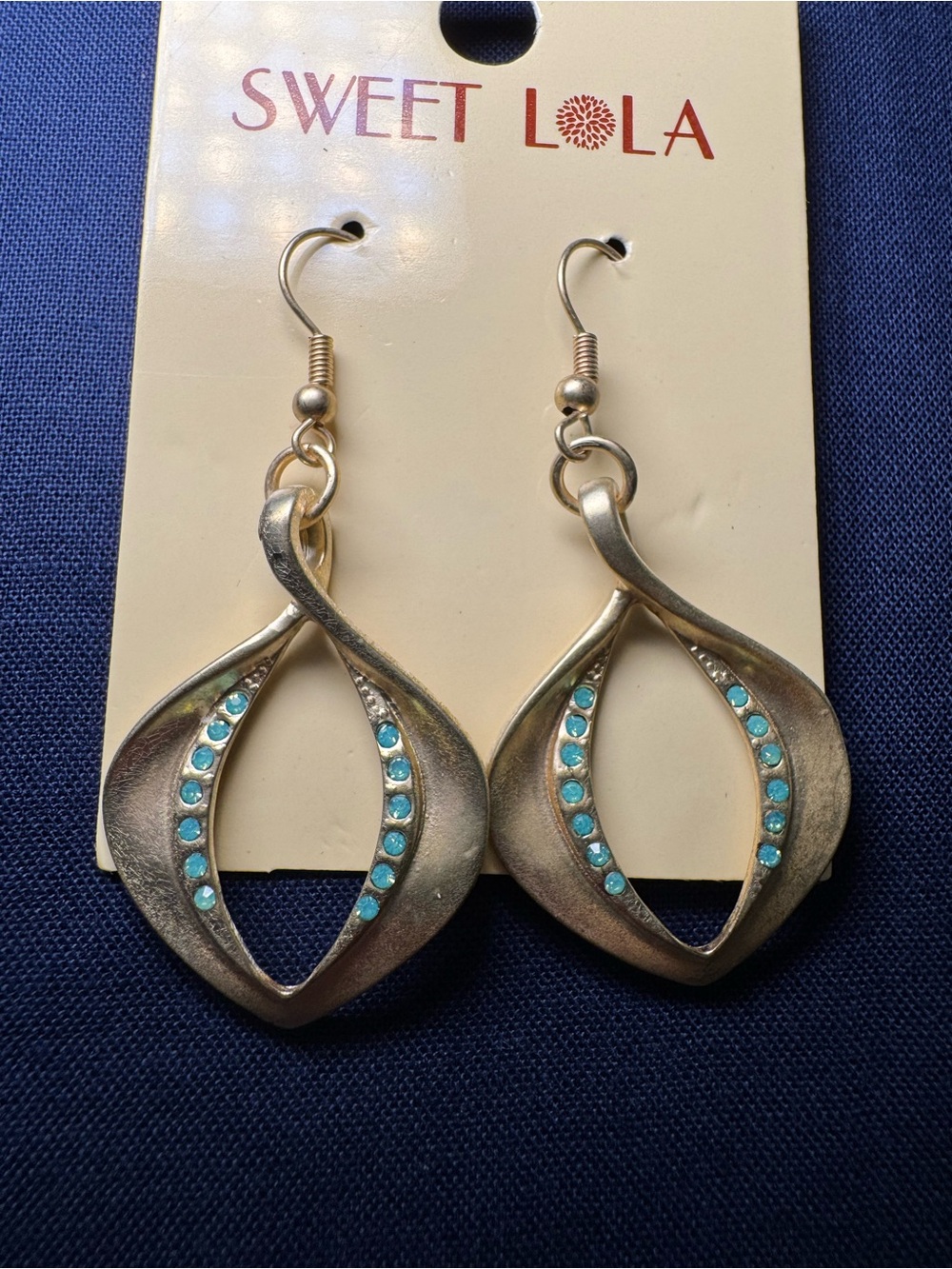 Silver Teardrop Earrings with Turquoise Accent
